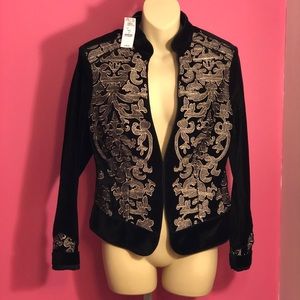 White House Black Market embroidered velvet jacket